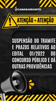 SUSPENSÃO DO TRAMITE E PRAZOS RELATIVOS AO CONCURSO